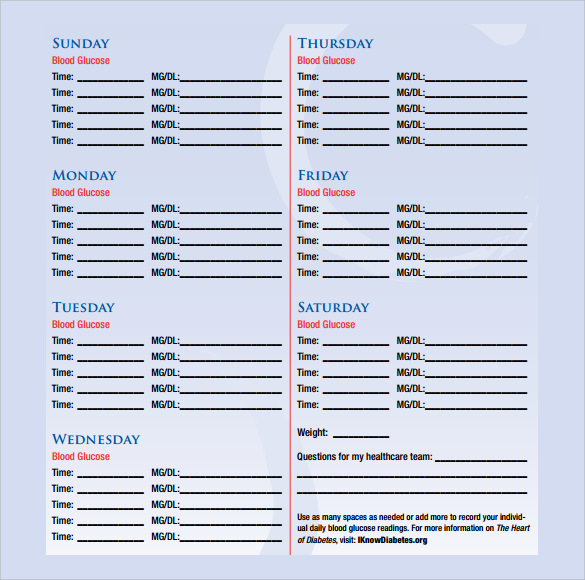 blood sugar chart pdf