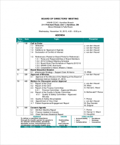 board meeting agenda template board of directors meeting agenda templates free sample