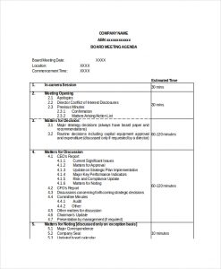 board meeting minutes template board meeting agenda template