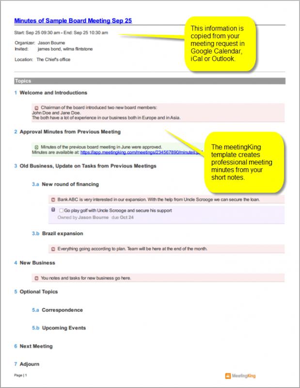 board meeting minutes template