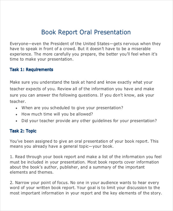 Book Report Example Template Business