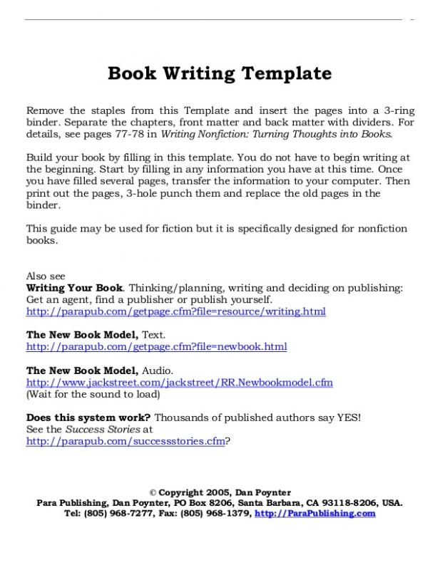 book writing template