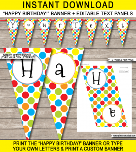 bottle labels templates colorful polkadot pennant banner template editable text