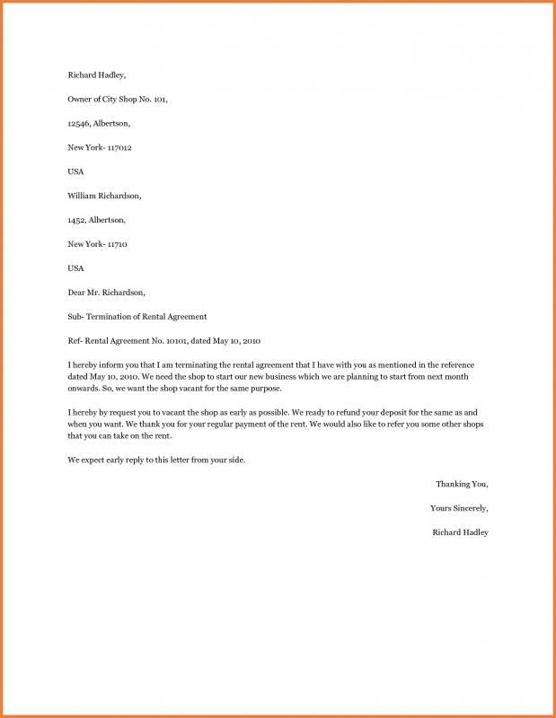 Letter To Break Lease Early Template