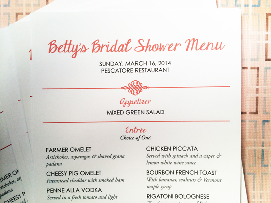 Bridal Shower Menu Template Business