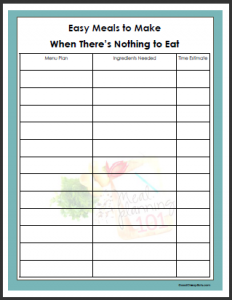 budget template free easy meals list