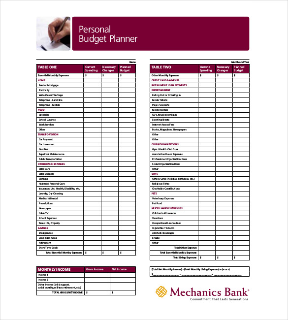 budget template pdf