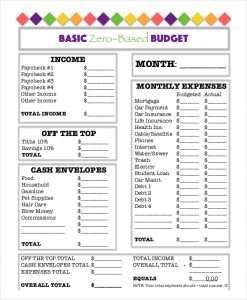 budget worksheet pdf basic zero based budget worksheet template download