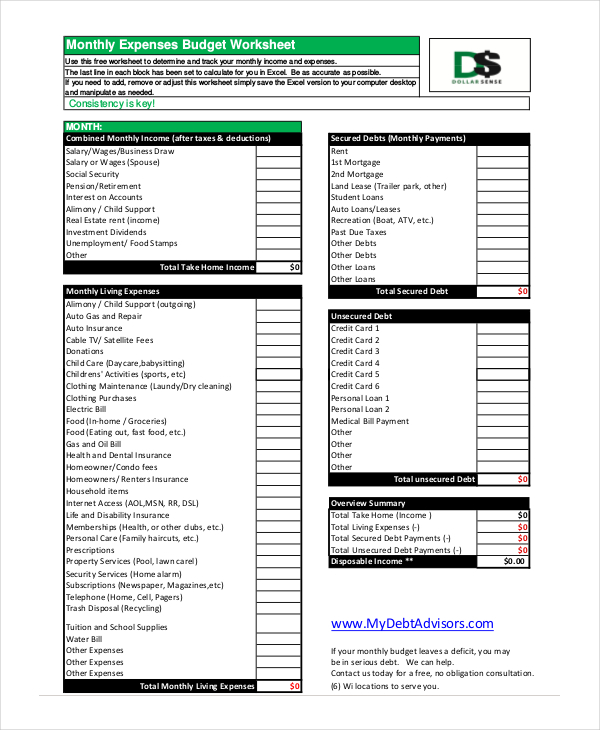 budget worksheet pdf