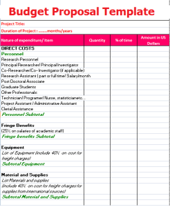 budgetary proposal template budget proposal template