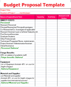 budgetary proposal template