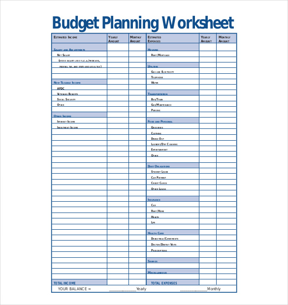 budgeting planner template