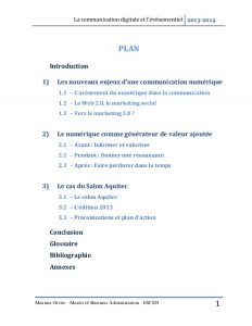 business administration resume la communication digitale et lvnementiel mmoire de fin dtude master