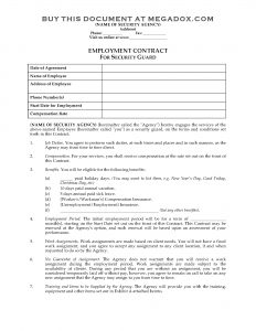 business contract template security guard employment contract