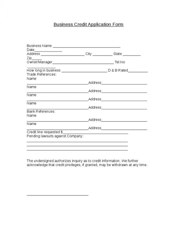 business credit application form