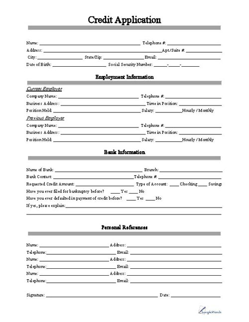 business credit application form