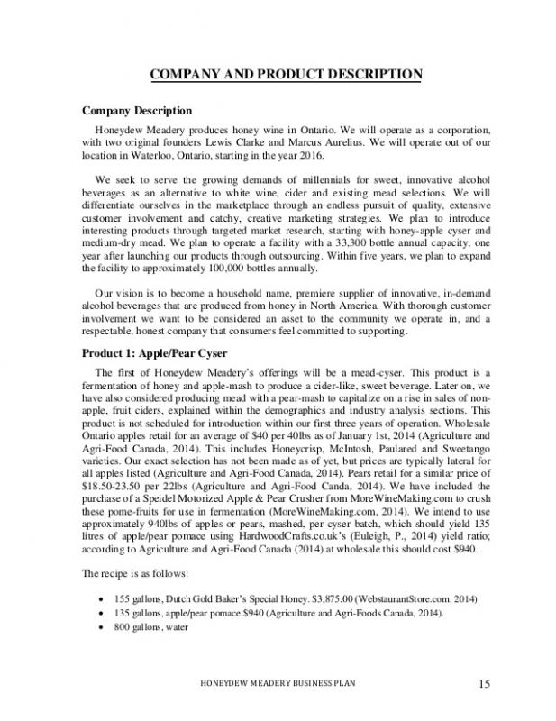 Business Description Example Template Business