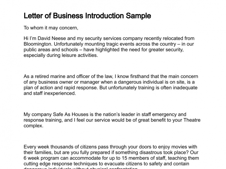 business introduction letter