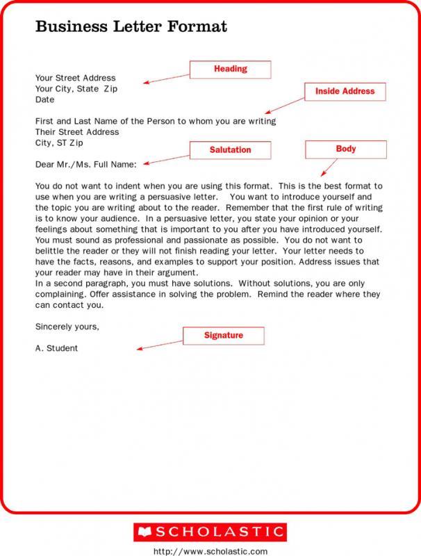 business letter layout