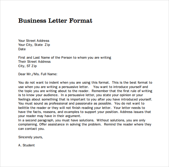 business letter layout