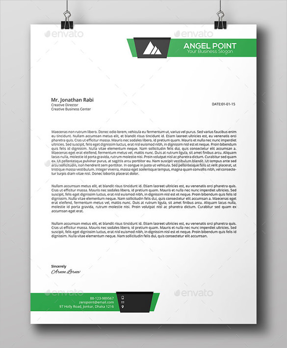 business letterhead format