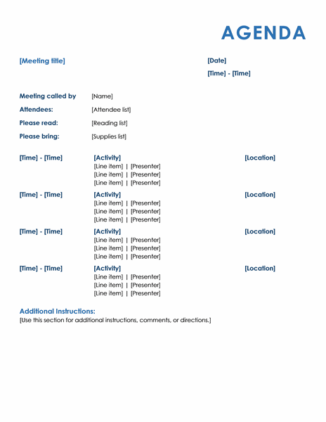 business meeting agenda template