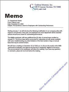 business memo format announcementmemo