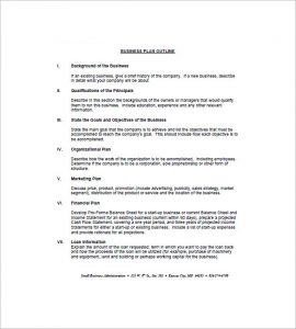 business plan outline business plan outline example1