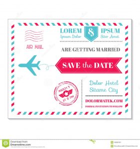 business postcard template vintage postcard airmail theme wedding invitation card vector