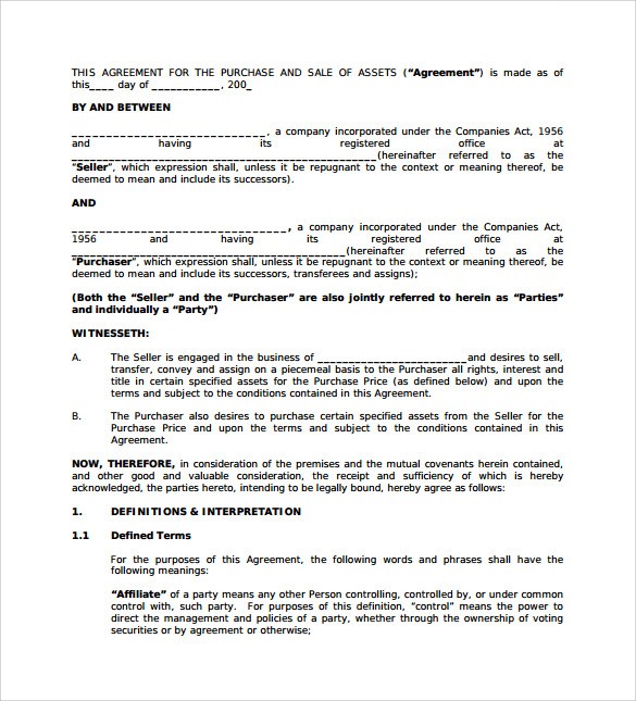 Business Purchase Agreement Pdf | Template Business