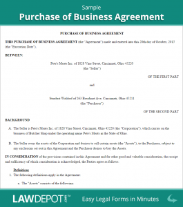 business purchase agreement template sample purchase of business agreement