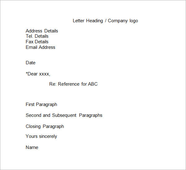 business reference letter