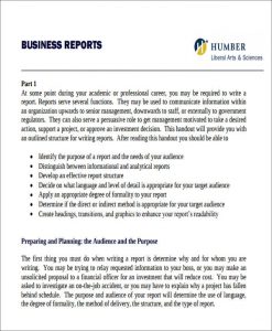 business report example formal business report example