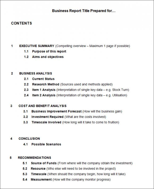 business report format