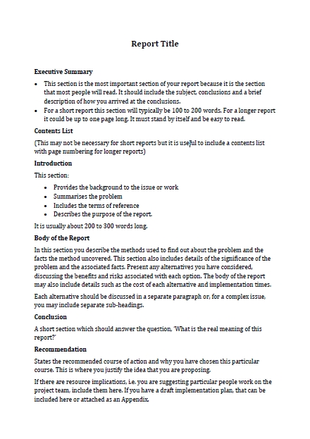 business report format