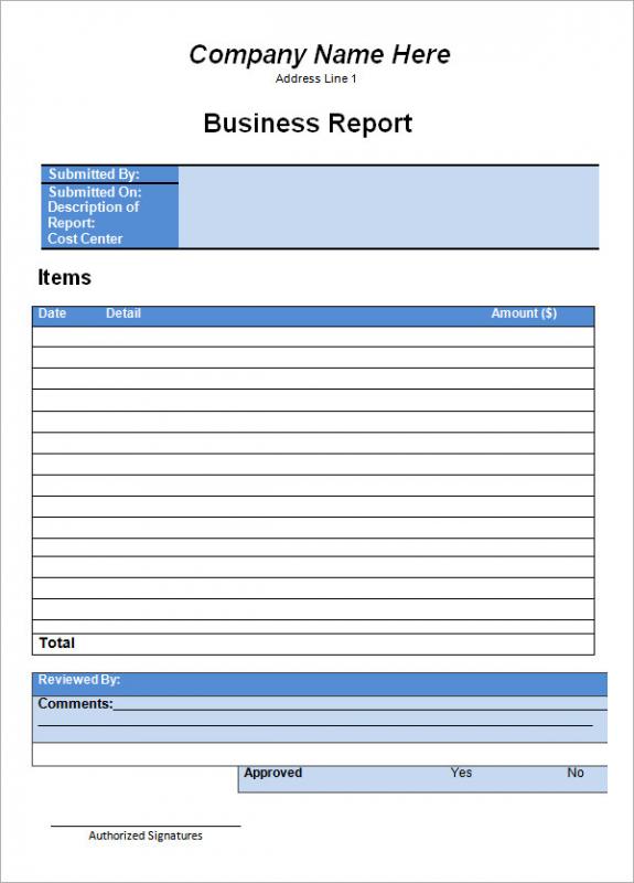 business report template