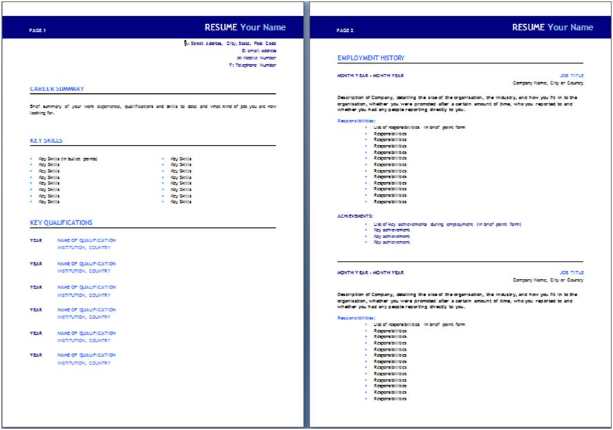 business resume template