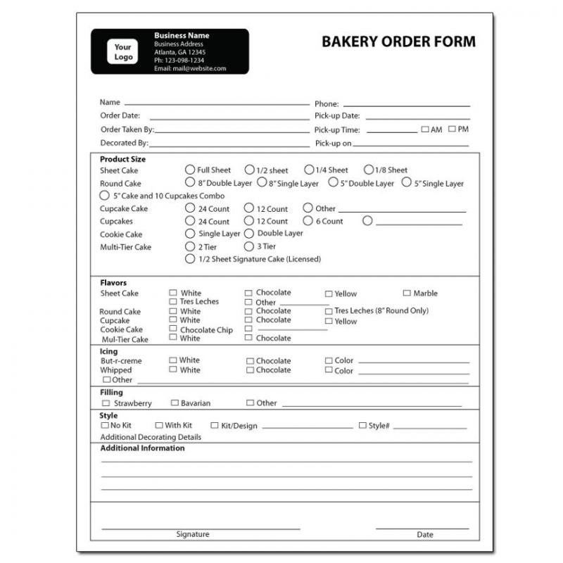 cake order forms