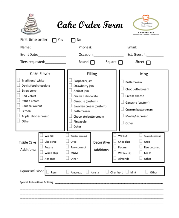 cake order forms