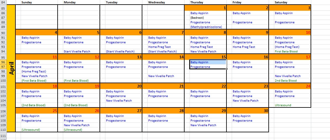 calendar schedule template