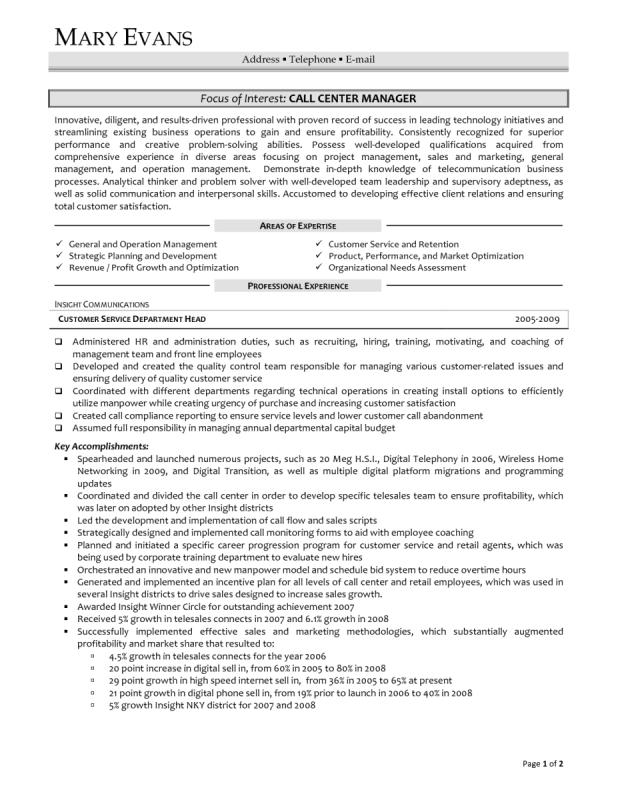 call center resume examples