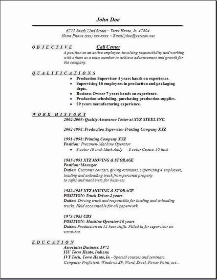 call center resume examples