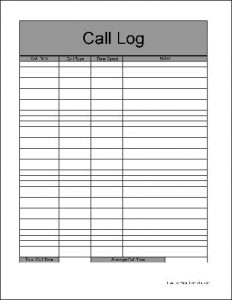 call log template bclf