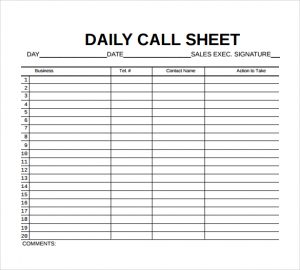 call sheet template daily call sheet template