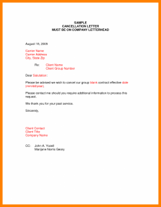 cancellation letter template policy cancellation letter cancellation letter samples image x