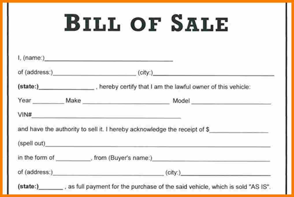 car bill of sale template word