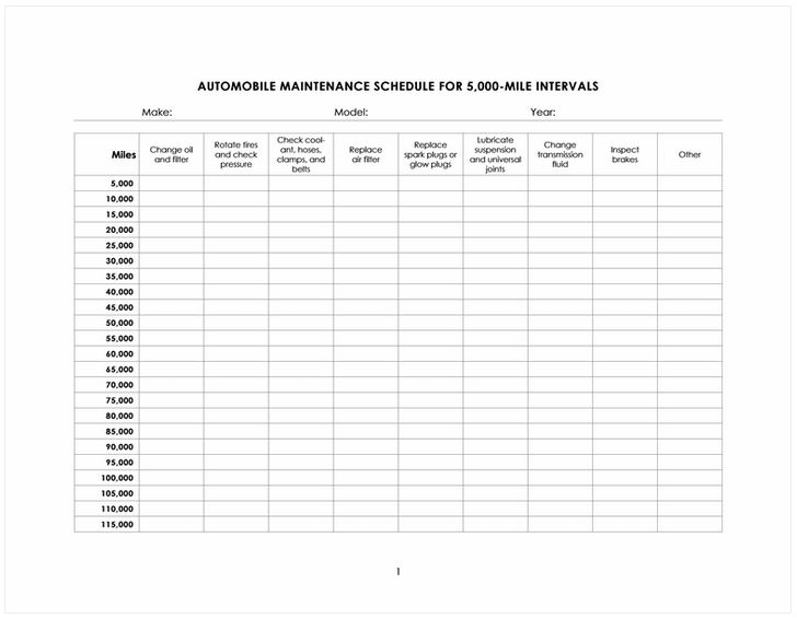 car maintenance schedule printable