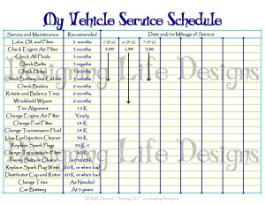 car maintenance schedule printable my vehicle care schedule blue used original