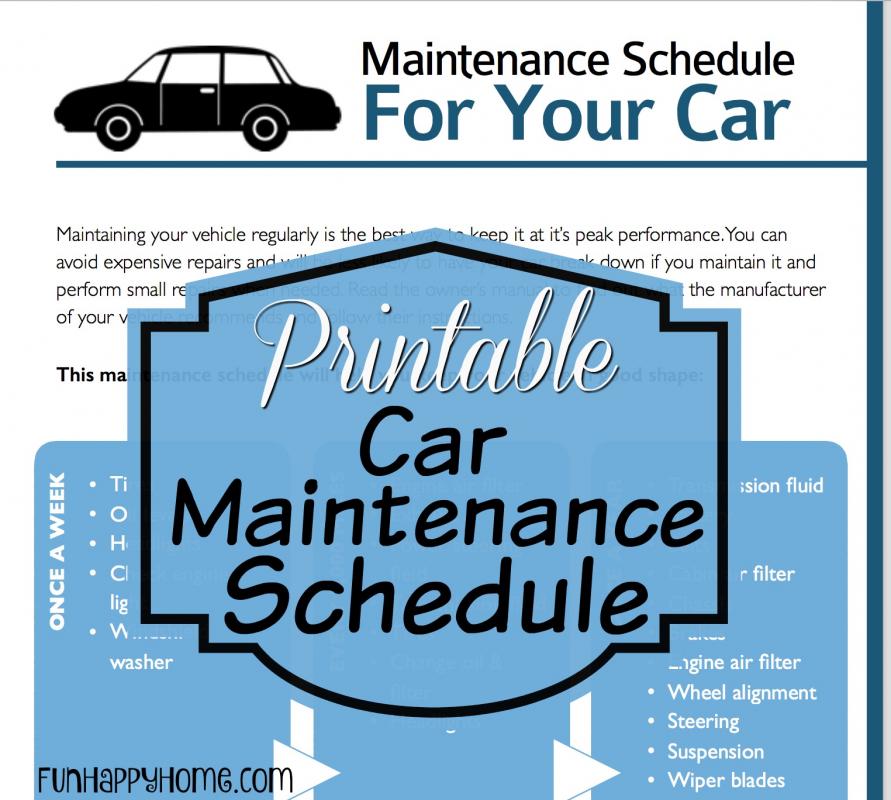 Car Maintenance Schedule Printable | Template Business