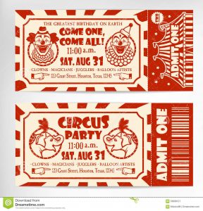 carnival ticket template birthday card circus ticket tree background vector illustration